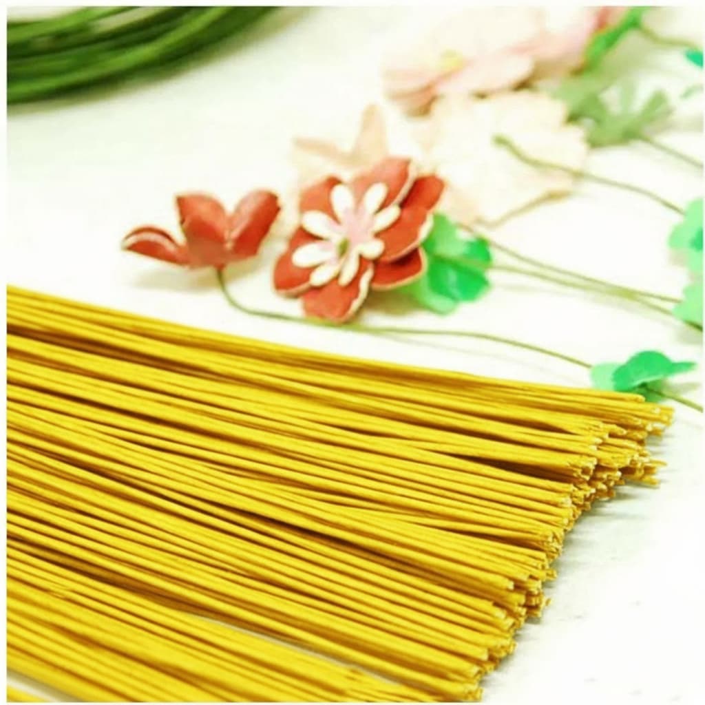 50un- Arame Encapado N20 Amarelo -flores Gigantes , Organza , Artesanato, C/40cm- Arame Empapelado
