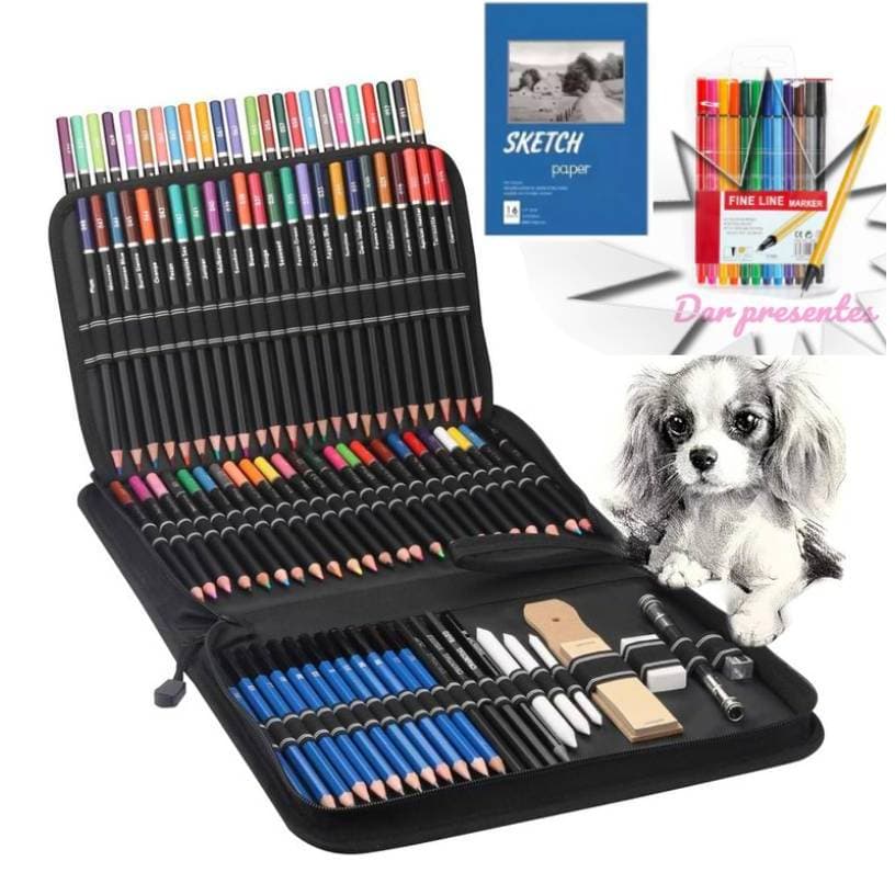 Estojo Lápis Pintura Desenho Canetas Touch Inclui 12 canetas aquareláveis