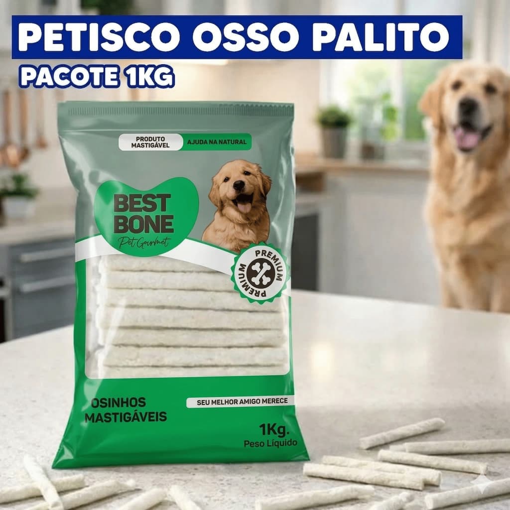 Petisco Ossinho Palito Best Bone para Cachorro Natural com 135 Un 1 Kg
