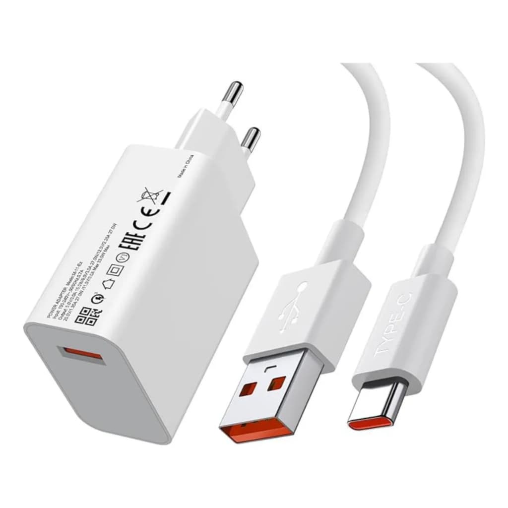 Carregador Turbo Tipo C 33w Original para Xiaomi  Mi5 6 8 Mi9 Mi10 Mi9s Redmi Note 8 Note 9 10 lite