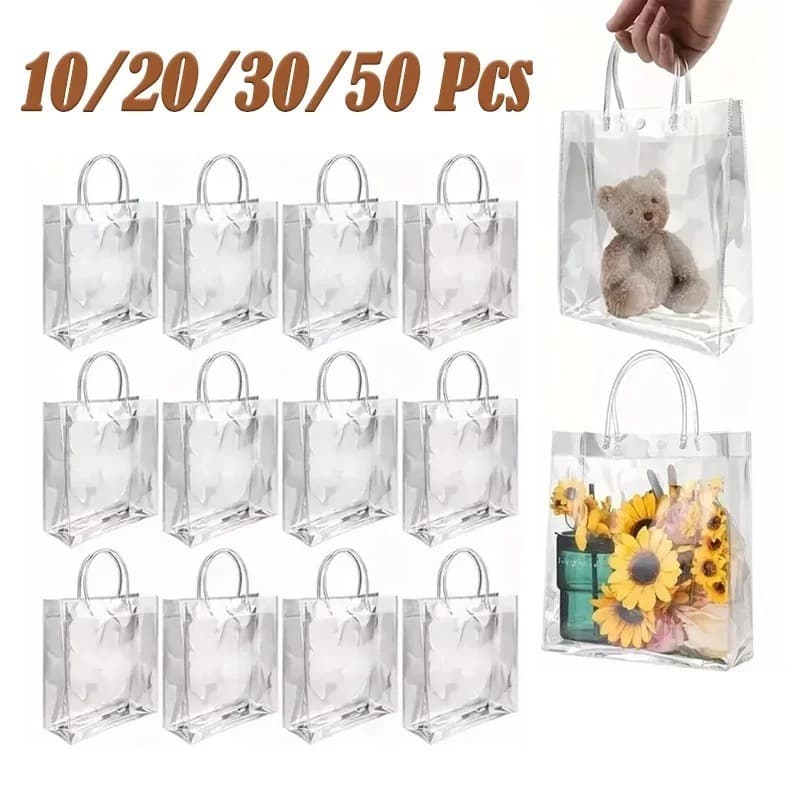 Kit 10/20/30/40  Sacola Transparente Para Presente Reutilize Sacos PVC Lembrancinhas