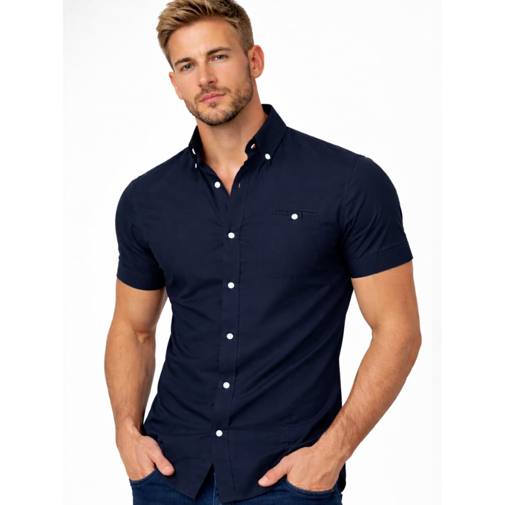 Camisa Masculina Manga Curta Com Elastano - Melhor Tecido