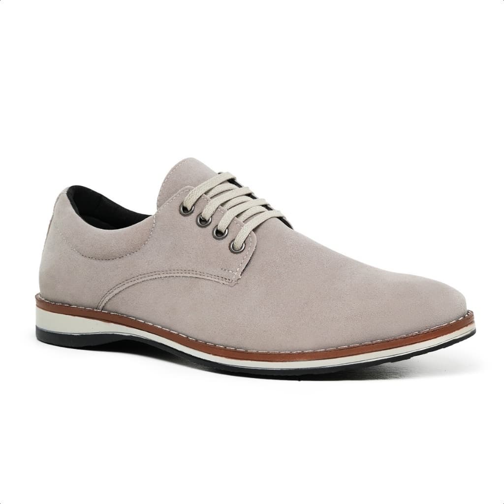 Sapato Masculino Social Casual Oxford Confortável em Camurça Moderno e Elegante Off White