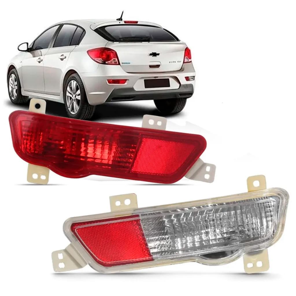 Par Lanterna Para-choque Traseiro Cruze Hatch 2011 a 2016 Vermelho (LD+LE) - Marca RF