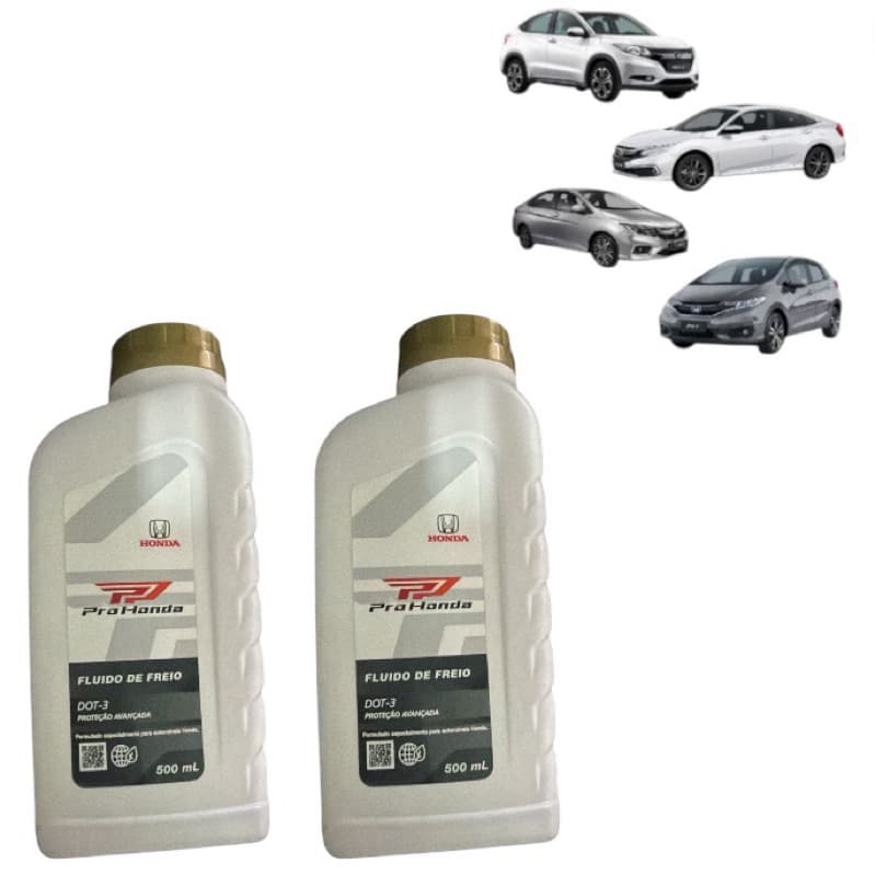 Kit 2 Fluido Freio Dot3 Genuíno Honda Original 500ml