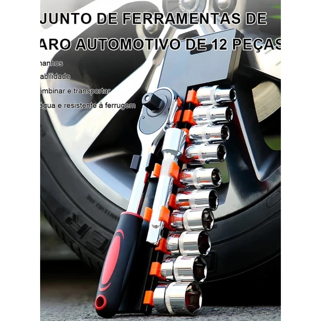 Kit de Ferramentas com Soquetes e Chave Catraca Reversível