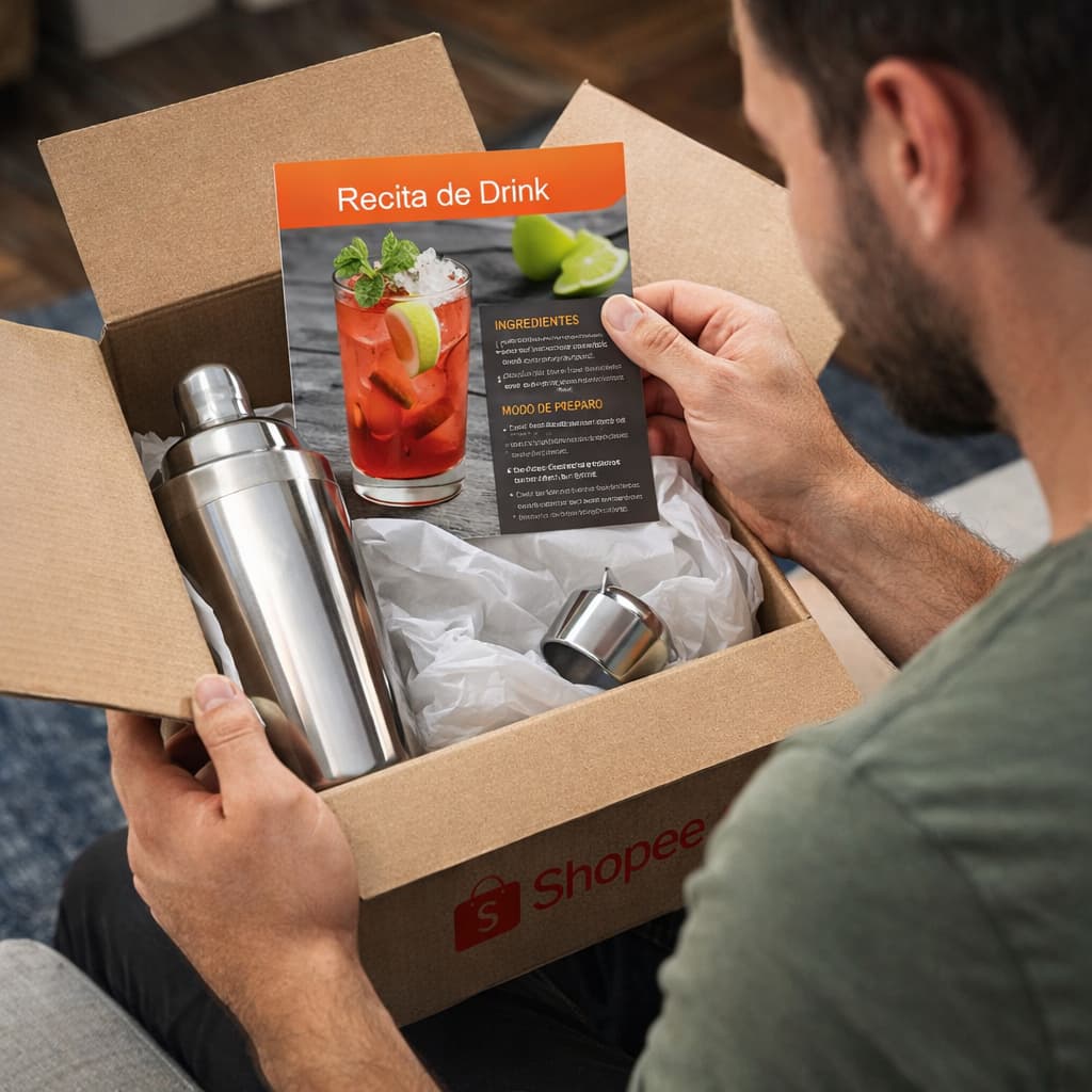Coqueteleira Inox 500ml Não Vaza Fácil Limpeza Acompanha Receita de Drink Iniciante ou Profissional