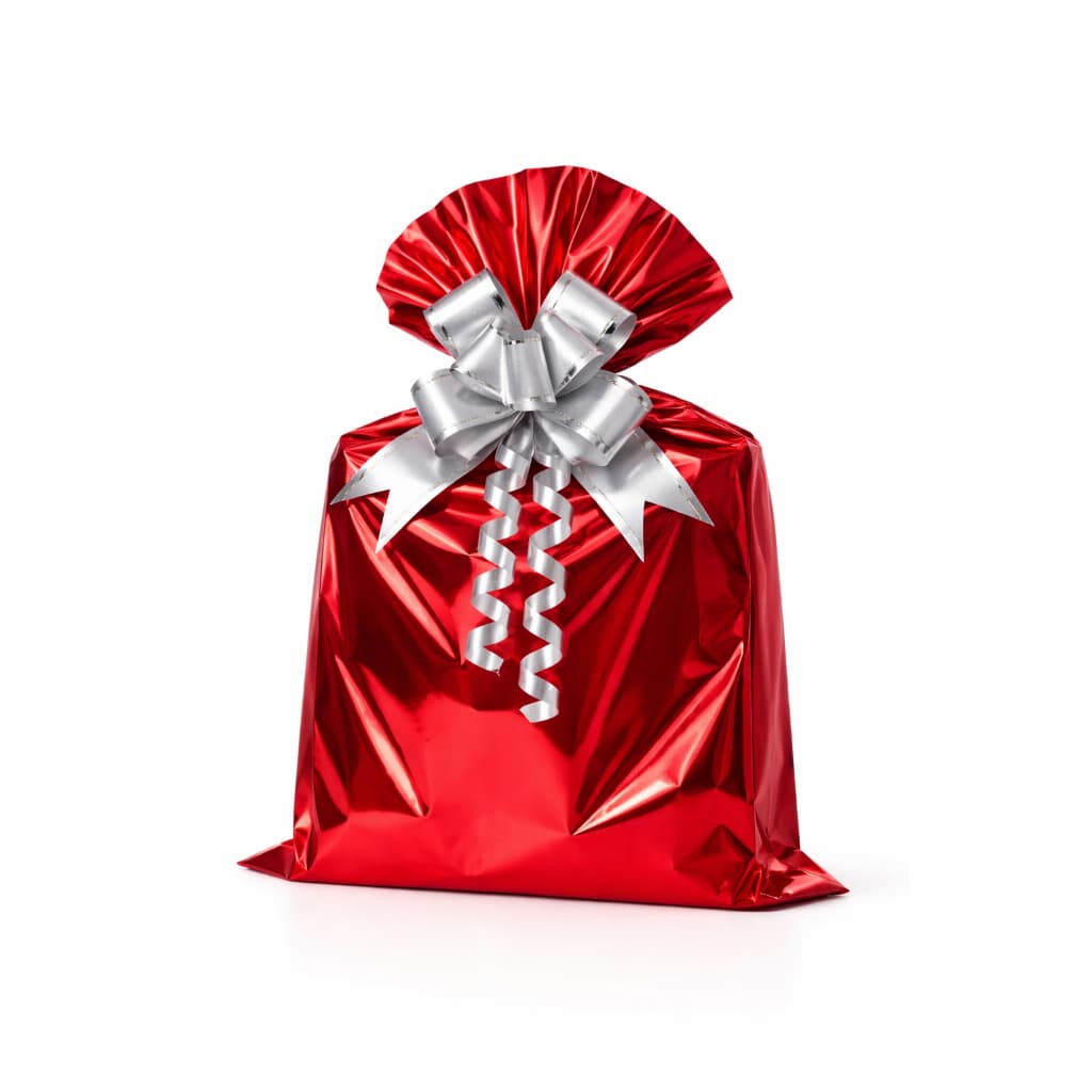 Saco Para Presente Metalizado Vermelho 20x30Cm Kits 25, 50 e 100 Unidades