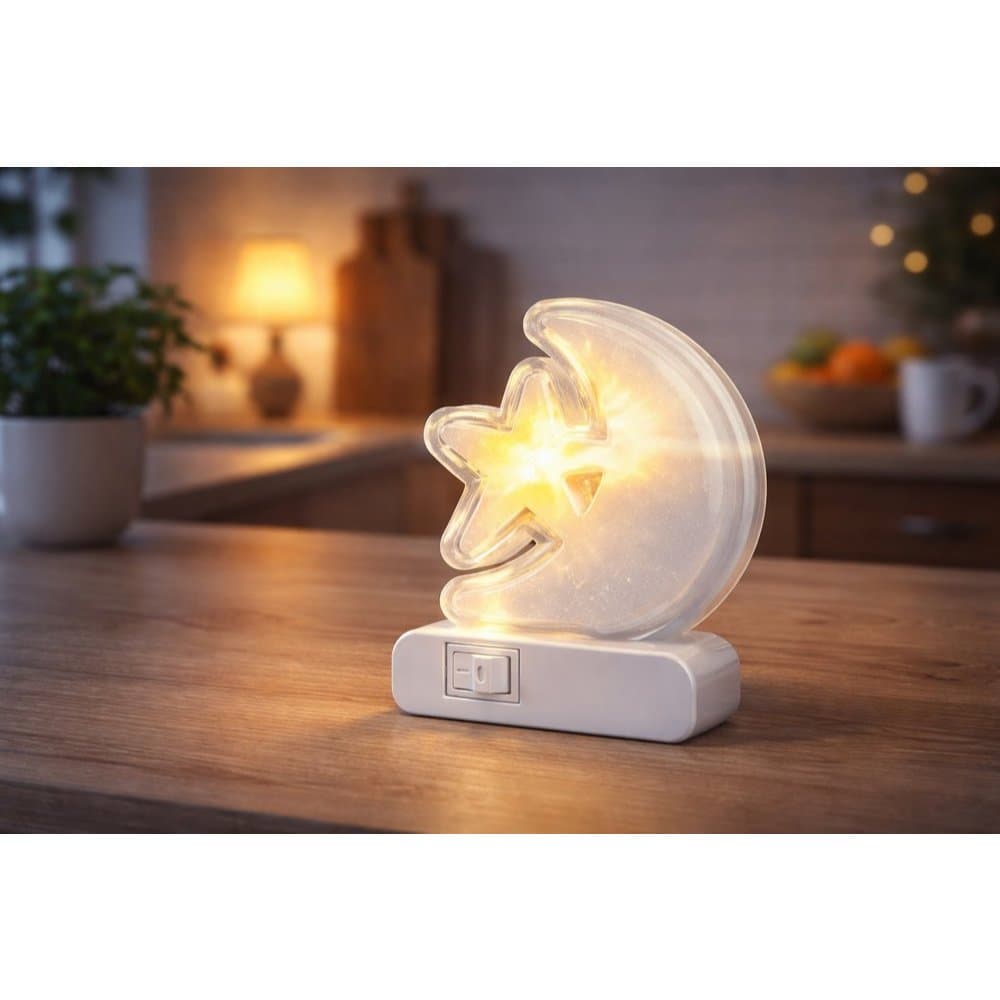 Luz Noturna LED Estrela Lua Plug Tomada 1W Quarto Infantil