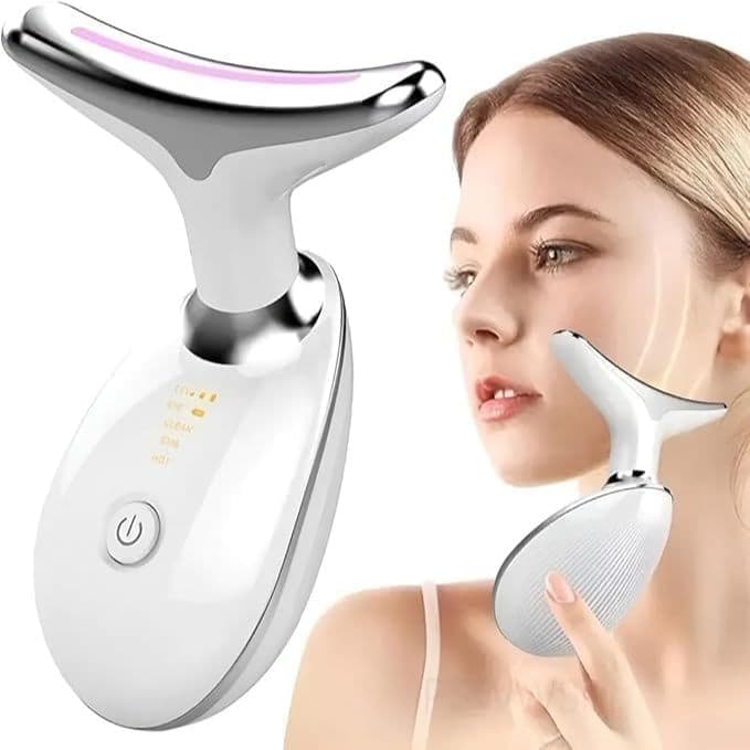 Massageador Facial LED, Vibração e Fototerapia, Tratamento Lifting Anti-Idade, Rugas e Tira Papada
