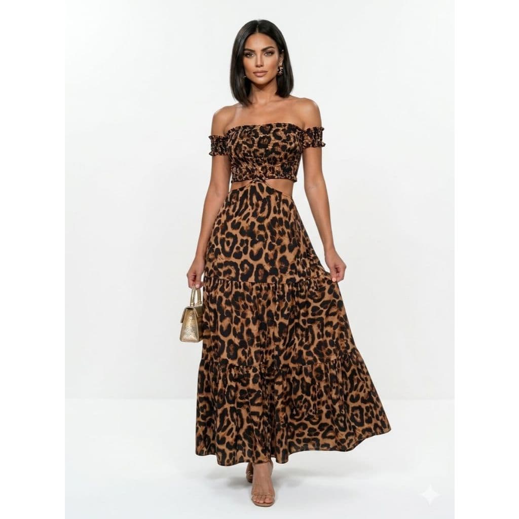 Vestido Longo Lastex Busto Estilo Ciganinha  com Fenda - Tendência Verão, Look Blogueira Confortável