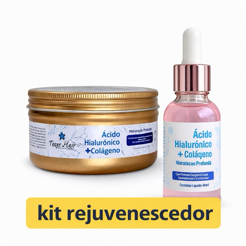 Kit Anti Idade Serum + Creme de Ácido Hialurônico com Colágeno Rejuvenesce e Firma a Pele
