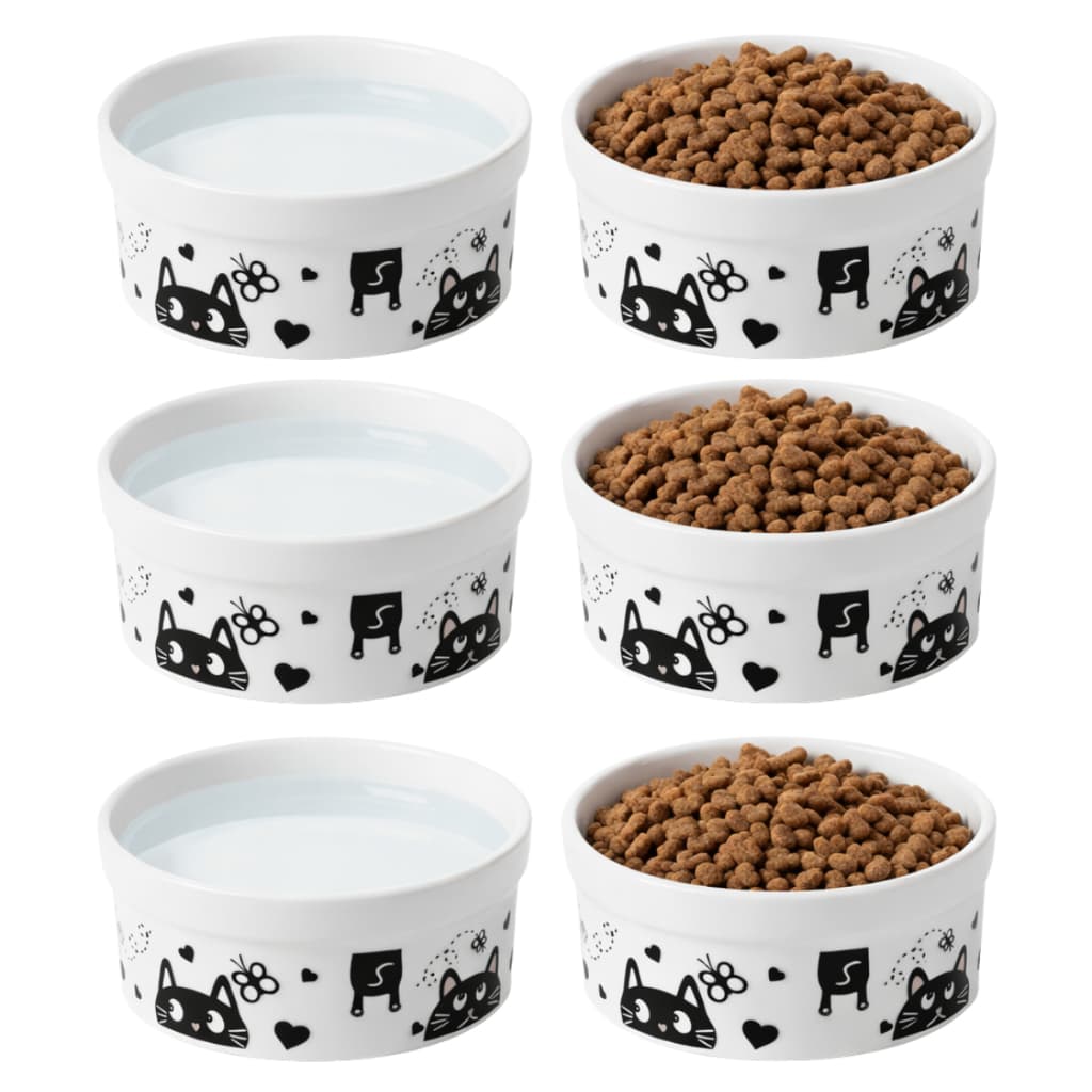 Kit Bebedouro para Gatos 300Ml Pet Felino Comedouro Porcelana Mantém Fresco 6 Peças