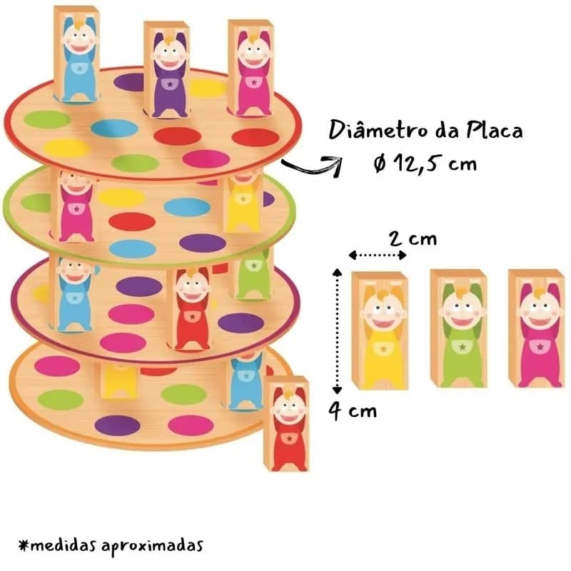 Jogo de Equilíbrio - Madeira - Crescer - Equilibra Bebês - Nig Brinquedos