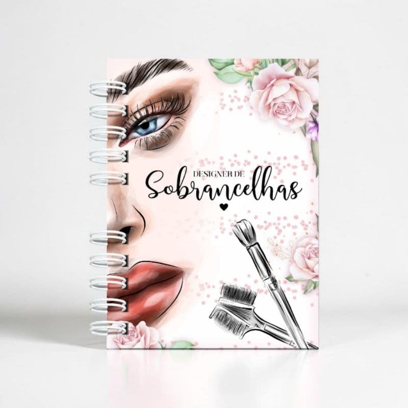 Caderno  agendamento Cliente Personalizado capa Dura Design de Sobranselhas Permanente