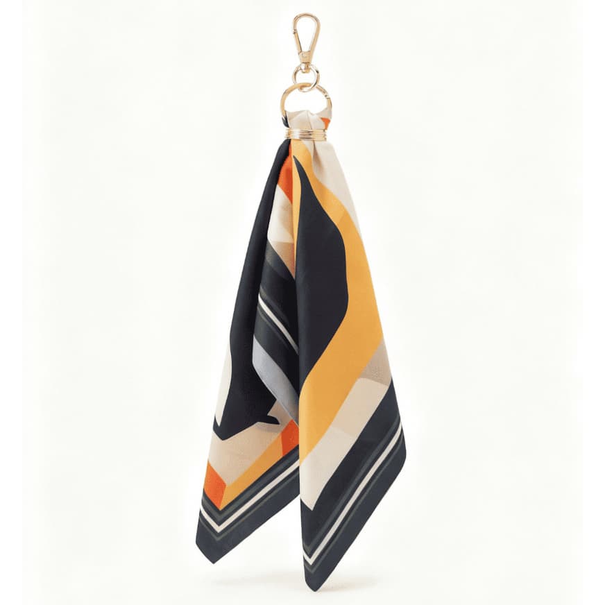 Chaveiro Lenço Feminino 25x25 Com Mosquestão Dourado Para Bolsas Acessórios Abstrato Terra
