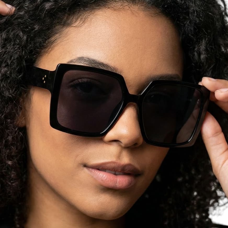 Óculos Feminino De Sol Retrô Quadrado Armação Grande Estiloso Oversized Proteção UV400 MD-12