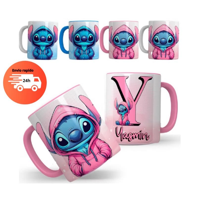Caneca Xícara de Porcelana Stitch Personalizado Com Nome Envio Rápido