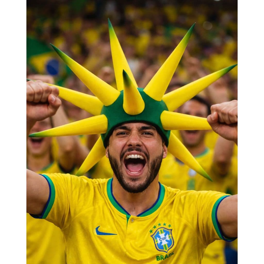 Chapéu Torcedor Brasil Espuma 3D Estilo Coroa | Acessório Copa, Jogos e Festas | Fantasia Torcida Canarinho Premium