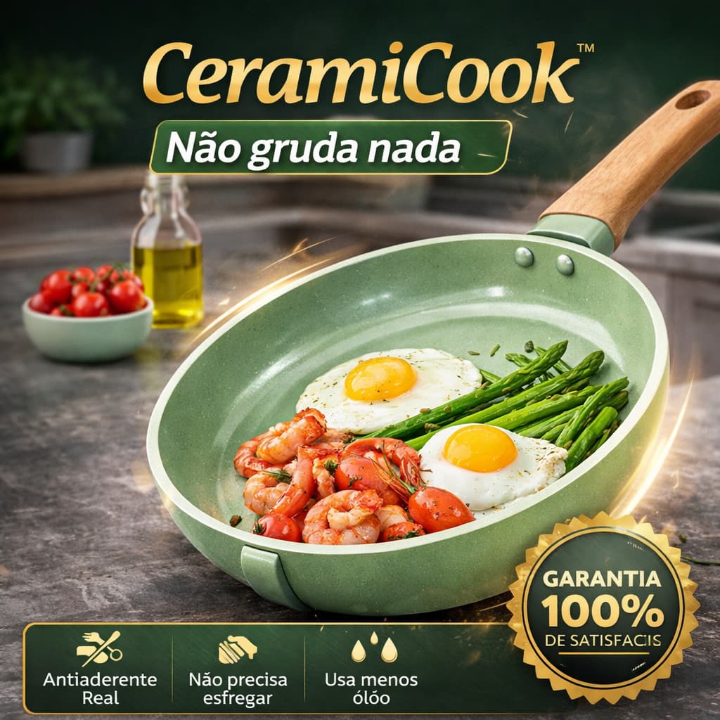 Frigideira Cerami Cook -fritadeira -Frigideira antiaderente- Cerâmica 24cm-