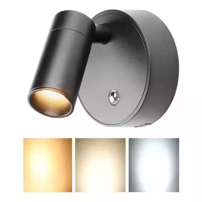 Kit c/2 Luminária de Parede LED Direcionável Moderna Preta | Luz Quente para Quarto e Cabeceira