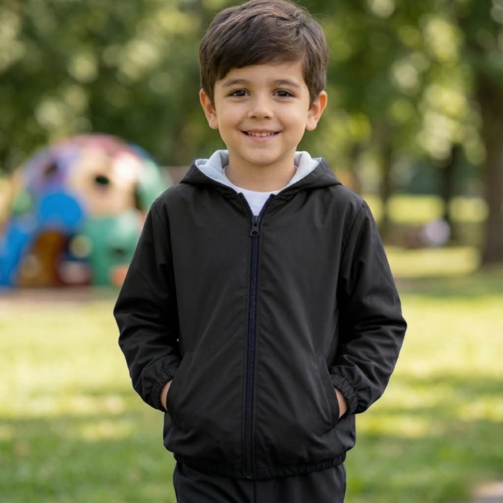 Jaqueta Corta Vento Infantil Juvenil Menina Menino Capuz Zipper Leve Escola Passeio Liso Blusa Frio