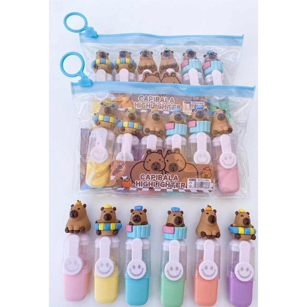 Kit Capivara  Marca Texto e Capivara de Apertar Alívio do Estresse  Taba Squishy Voltas às Aulas
