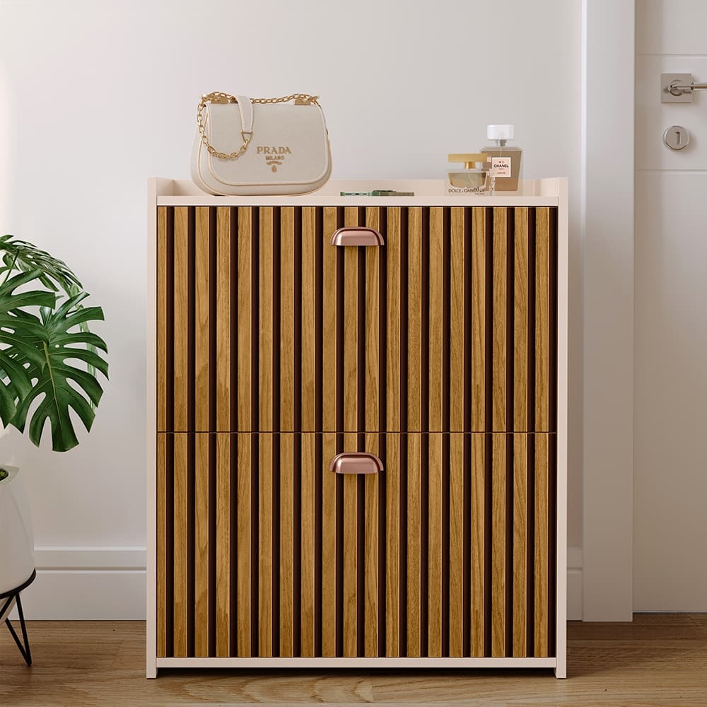 Sapateira Organizadora Vertical Retrô Closet 2 Nichos Puxador Concha