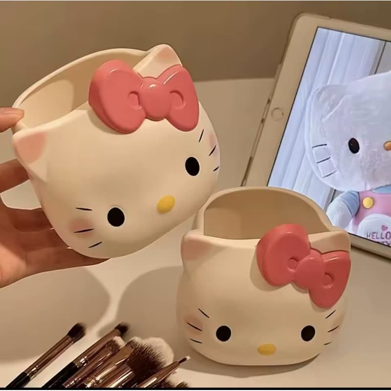 Organizador de Mesa Criativo Anime Sanrio Hello Kitty, Porta Canetas Multifuncional Kt Cat