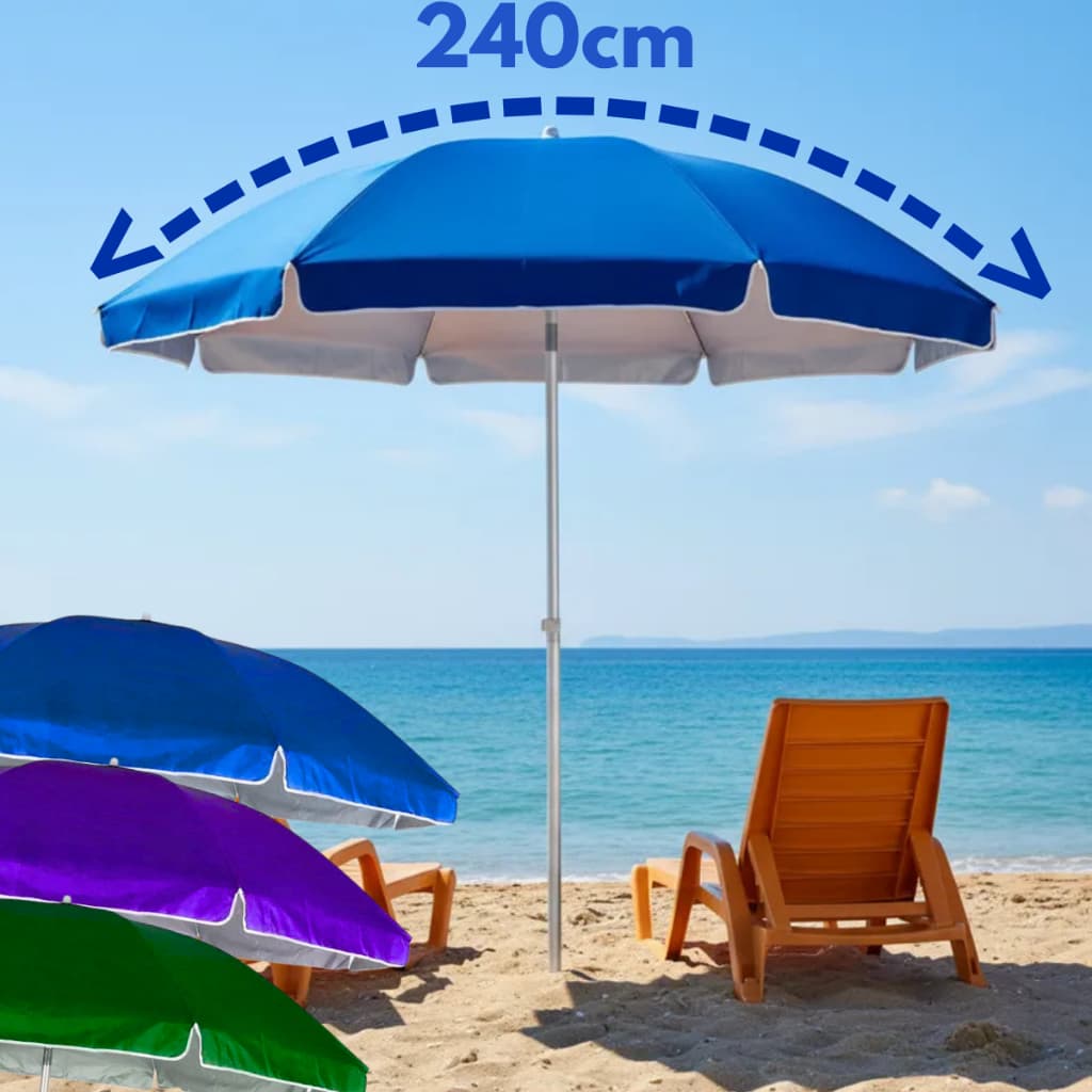 Guarda Sol Gigante Uv 2,40m de Praia Piscina Respirável Verão Articulável Grande Sombra