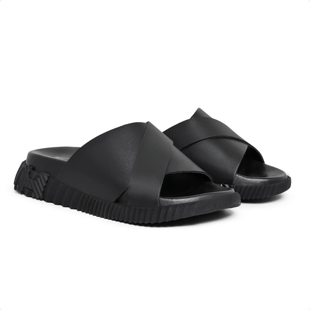 Sandália Masculina Casual Slide em Couro Luxo Promoção Várias Cores Papete Confortável