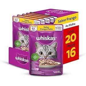 Ração Úmida Whiskas Sachê Frango ao Molho Gatos Adultos 85 g LEVE 20 PAGUE 16