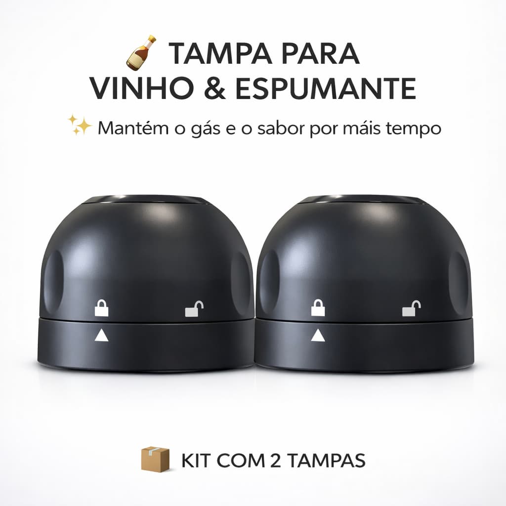 Kit 2 Tampa De Champagne Vinho Inteligente a Vácuo Pressão