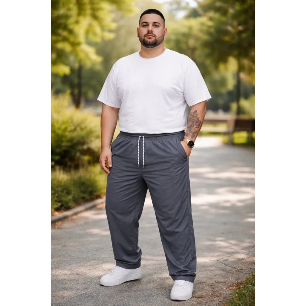 Calça Tactel Grosso Plus Size Masculina C Elástico E Cordão P Amarrar Costura Reforçada C 3 Bolsos
