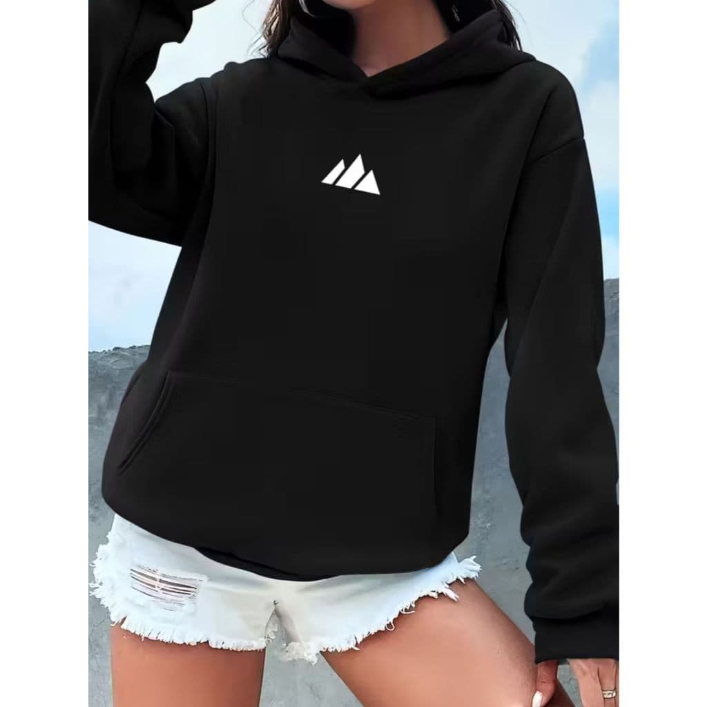 Moletom canguru modelo feminino casual moletom algodão com ajuste no capuz e bolso