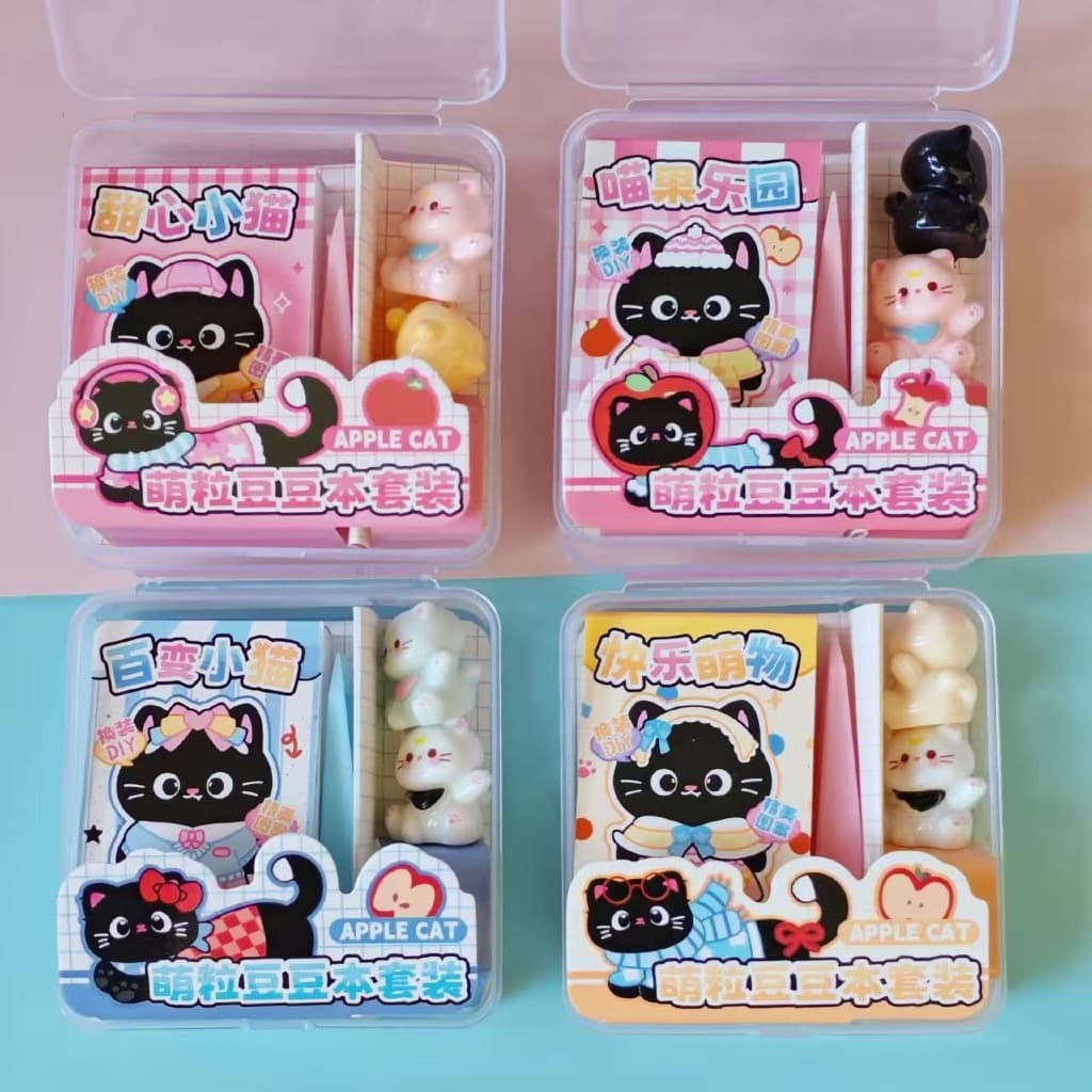 Mini Caderno de Gato com Acessórios de Brinquedo - Estilo Japonês Kawaii