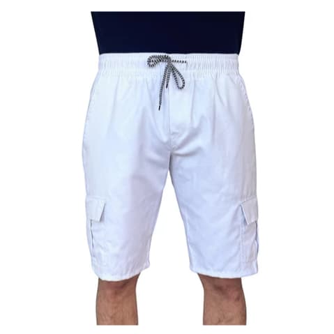 Bermuda Cargo Masculina em Sarja Elástico e Bolsos Laterais