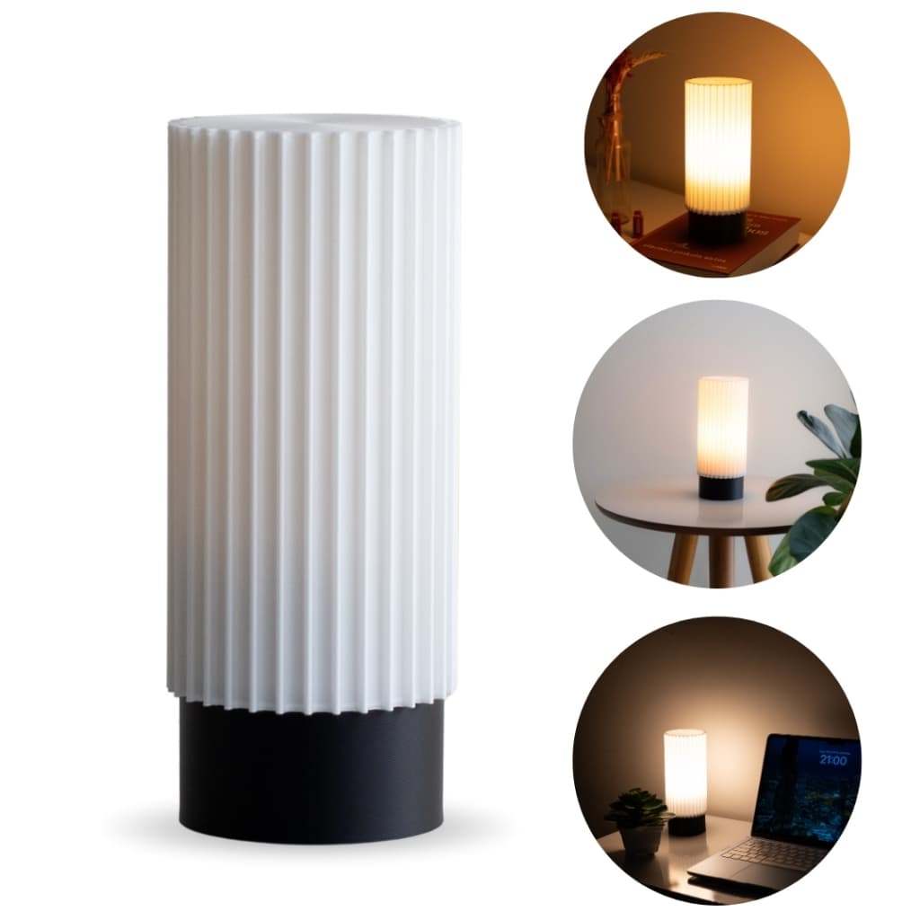 Abajur Slim de Mesa Techled Branco 21cm Luminária com Interruptor Bivolt 127/220V para Quarto ou Sal