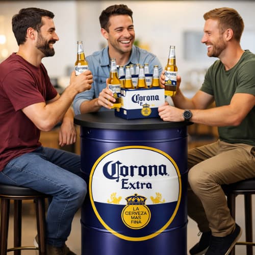 Adesivo Decorativo 40x40cm de Barril Cerveja Corona Cervejeira Adega Barril 200Litros Tonél Bar Amigos Churrasco