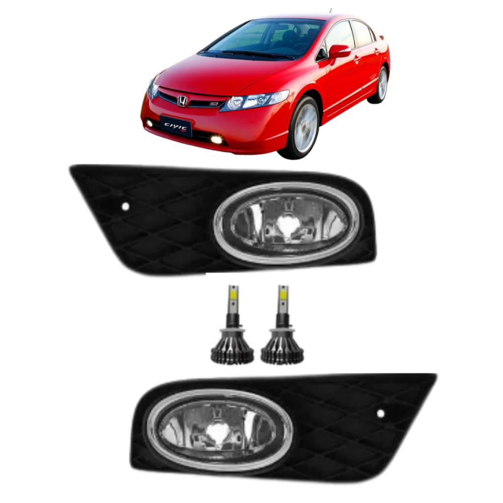 PAR DE FAROL NEVOEIRO AUXILIAR CIVIC 2012 2014 COM LAMPADA DE LED H11Descrição Par de Farol de Milha para Honda Civic 20