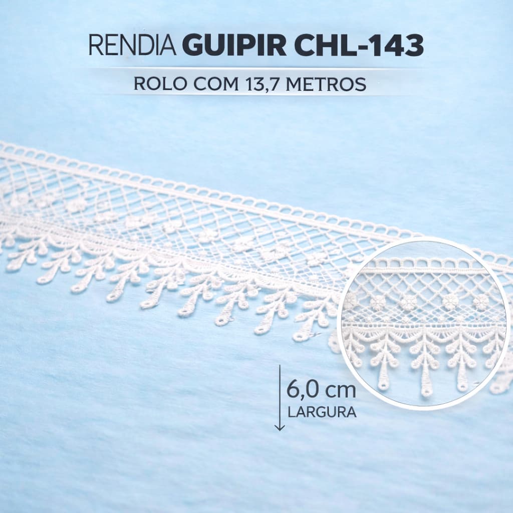 RENDA GUIPIR CHL-143 - 6.0 CM -  ROLO C/13.7 METROS