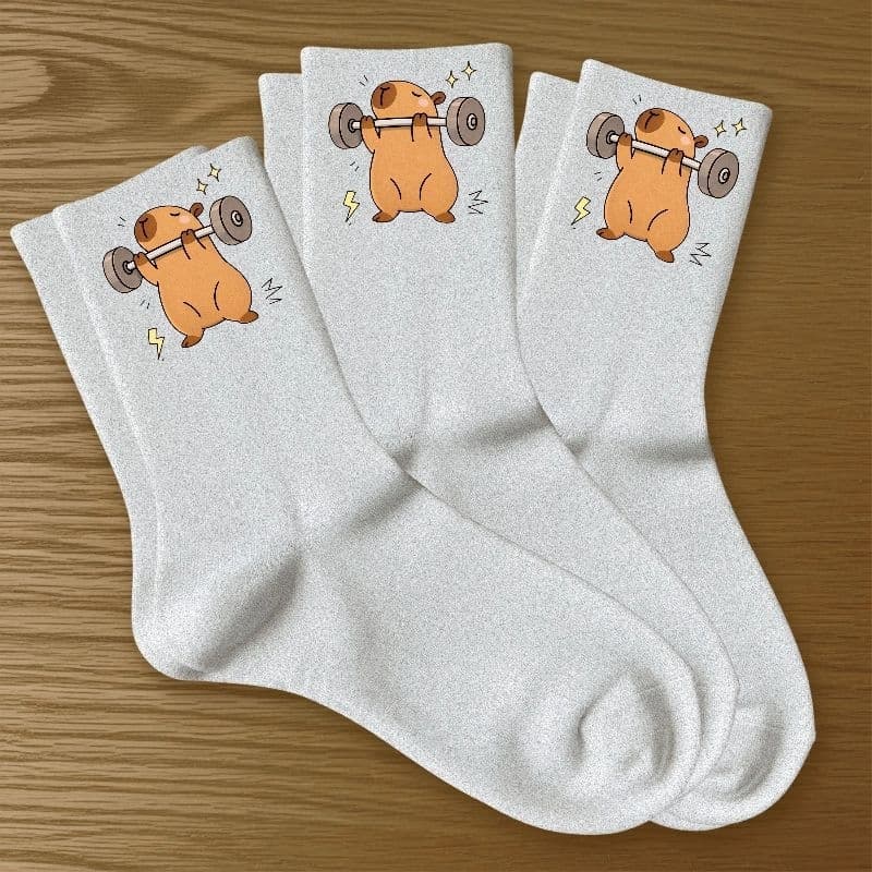 Kit 3 Pares Meias Capivara Algodão Confortável Esportiva Academia Dia a Dia Lançamento
