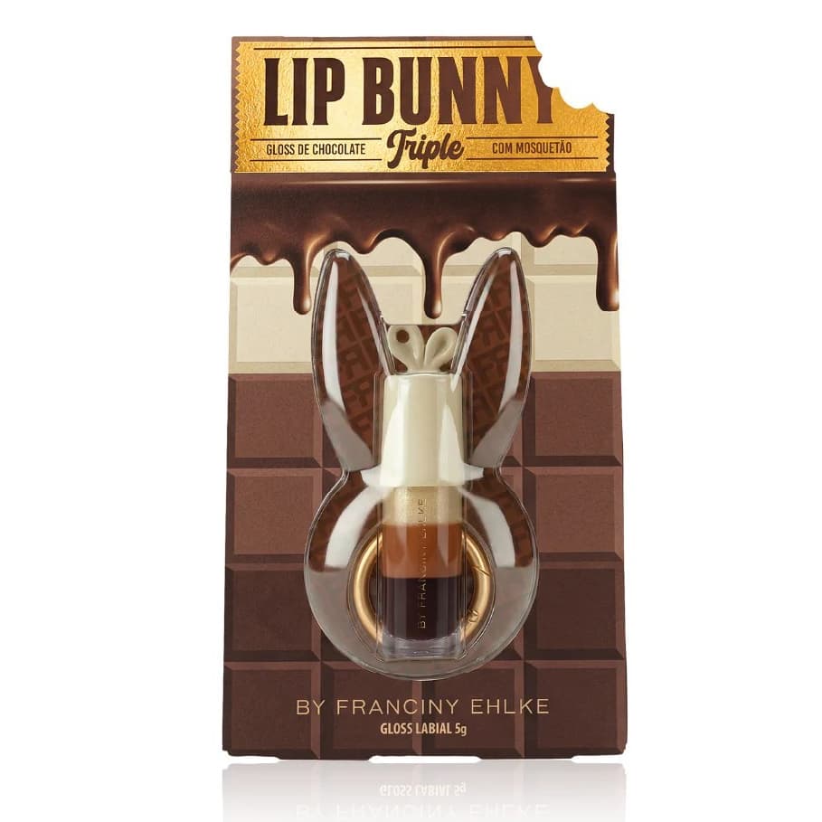 Gloss Lip Bunny Triple By Franciny Ehlke Original Chocolate Lançamento Brilho Hidratante