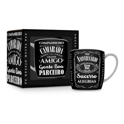 Caneca Porcelana Urban 300ml - Feliz Aniversário Amigo