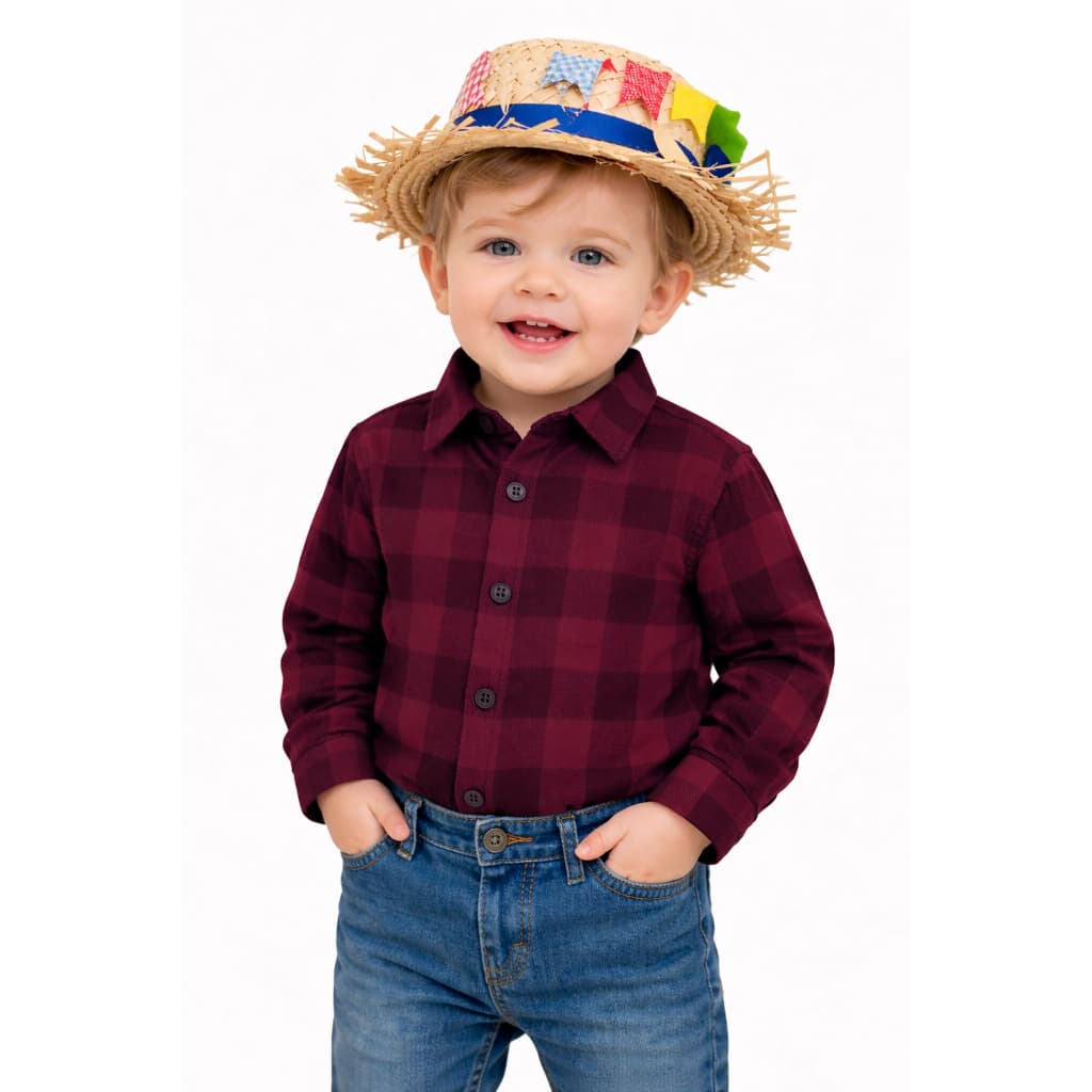 Camisa xadrez infantil e juvenil unissex flanelada Kids criança Menino Juvenil