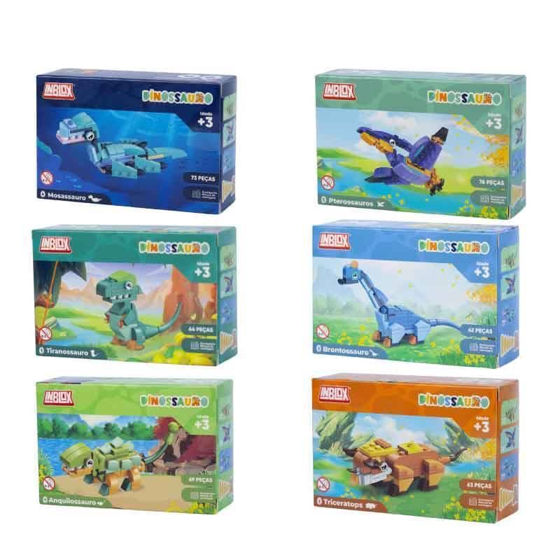 Blocos de Montar Inblox Dinossauro Infantil Brinquedo Educativo Colecionável Mega Dino STEAM +3 Anos