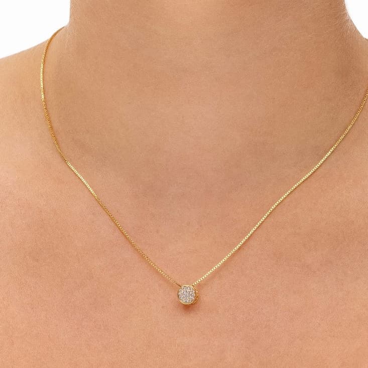 Colar Feminino Ponto De Luz Cravejado Banhado a Ouro 18k