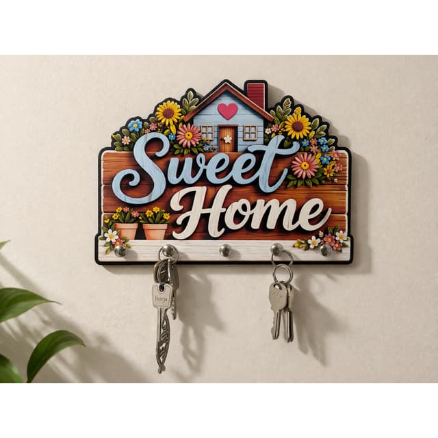 Porta Chaves Sweet Home, Lar doce Lar para 5 chaves