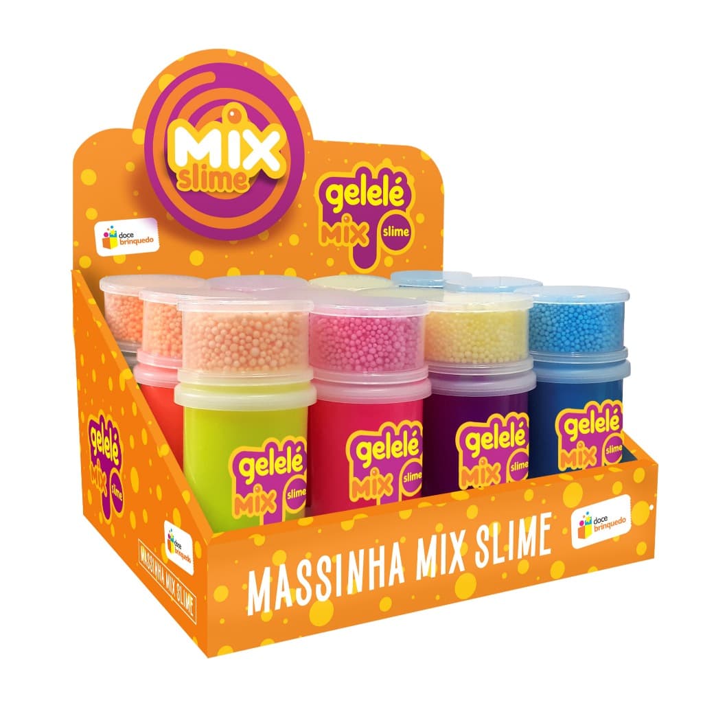 #GELELÉ SLIME MIX FOAM 12 X 153G - DISPLAY COM 12 POTES - BRINCANDO DIVERTIDAMENTE - DOCE BRINQUEDO-