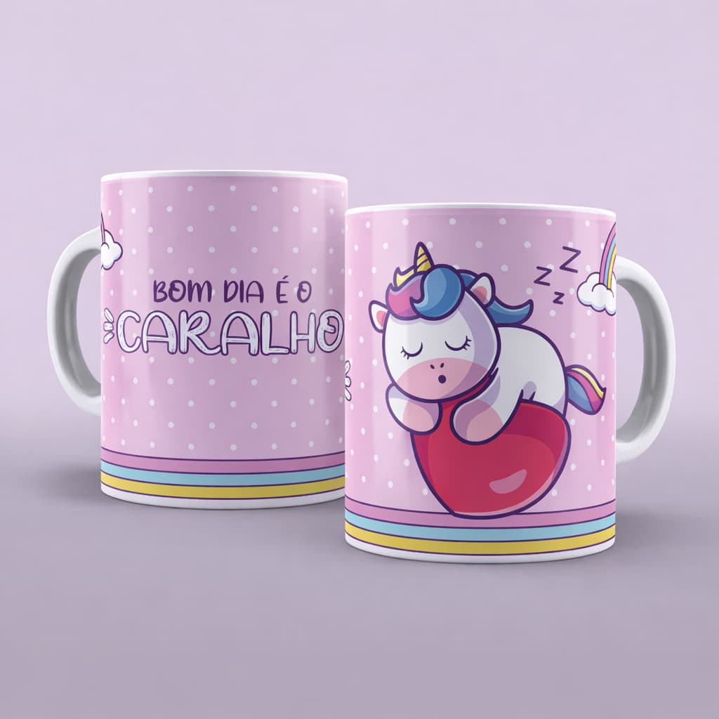 Caneca Engraçada Bom Dia É o Caralho Unicórnio 325ml Presente Criativo Divertido